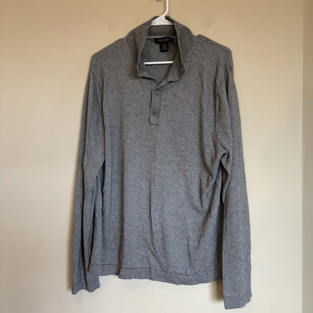 Banana Republic Silk‎ Cashmere Sweater Gray Men's size XL Polo Pullover
